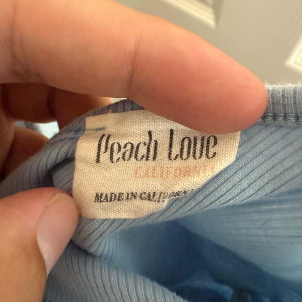 Peach Love California Blue One Shoulder Ruffled Top Size Large - Picture 5 of 6